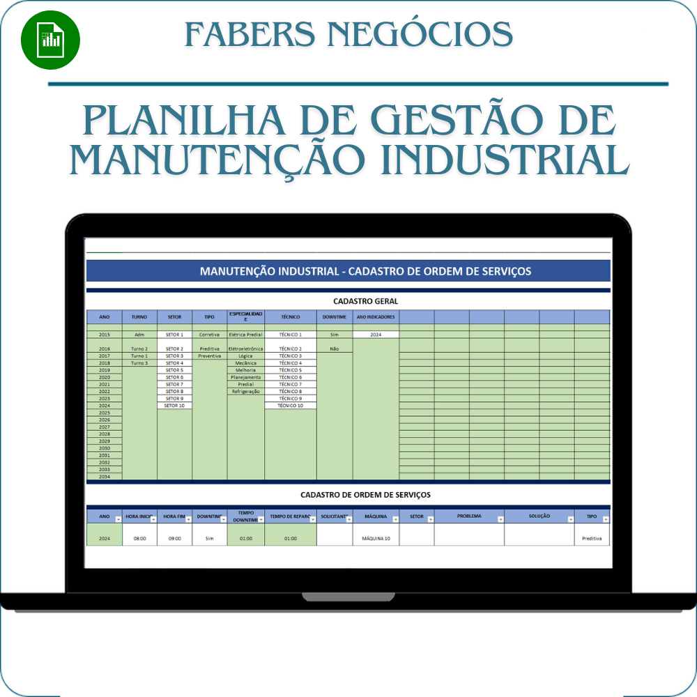 Planilha Gestão de Manutenção em Excel