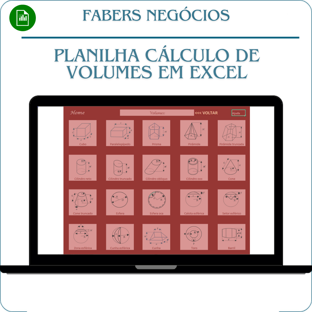 Planilha Cálculo de Volumes em Excel