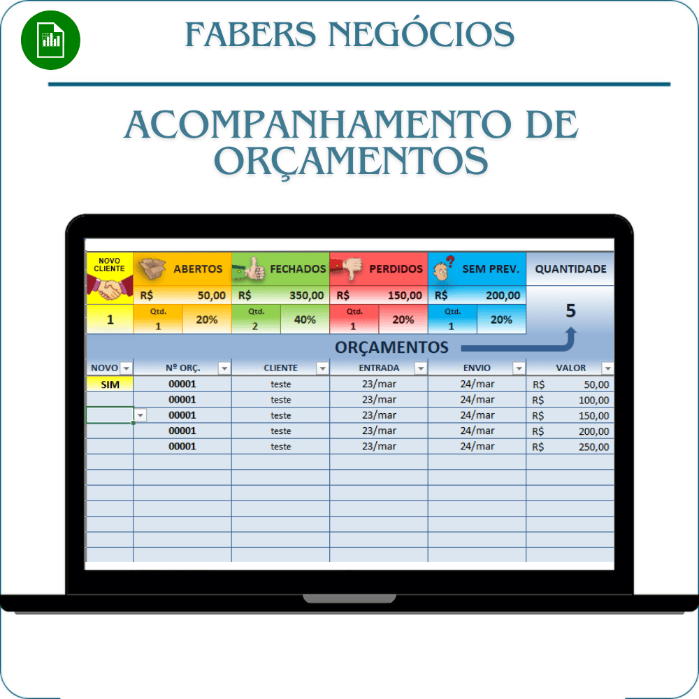 Planilha Status Orçamentos V1.4 em Excel
