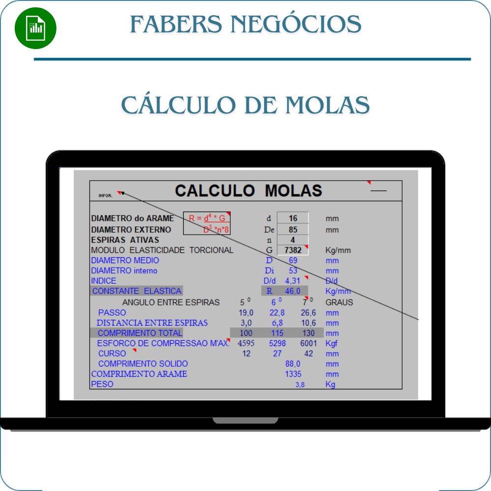 Planilha Cálculo de Molas em Excel