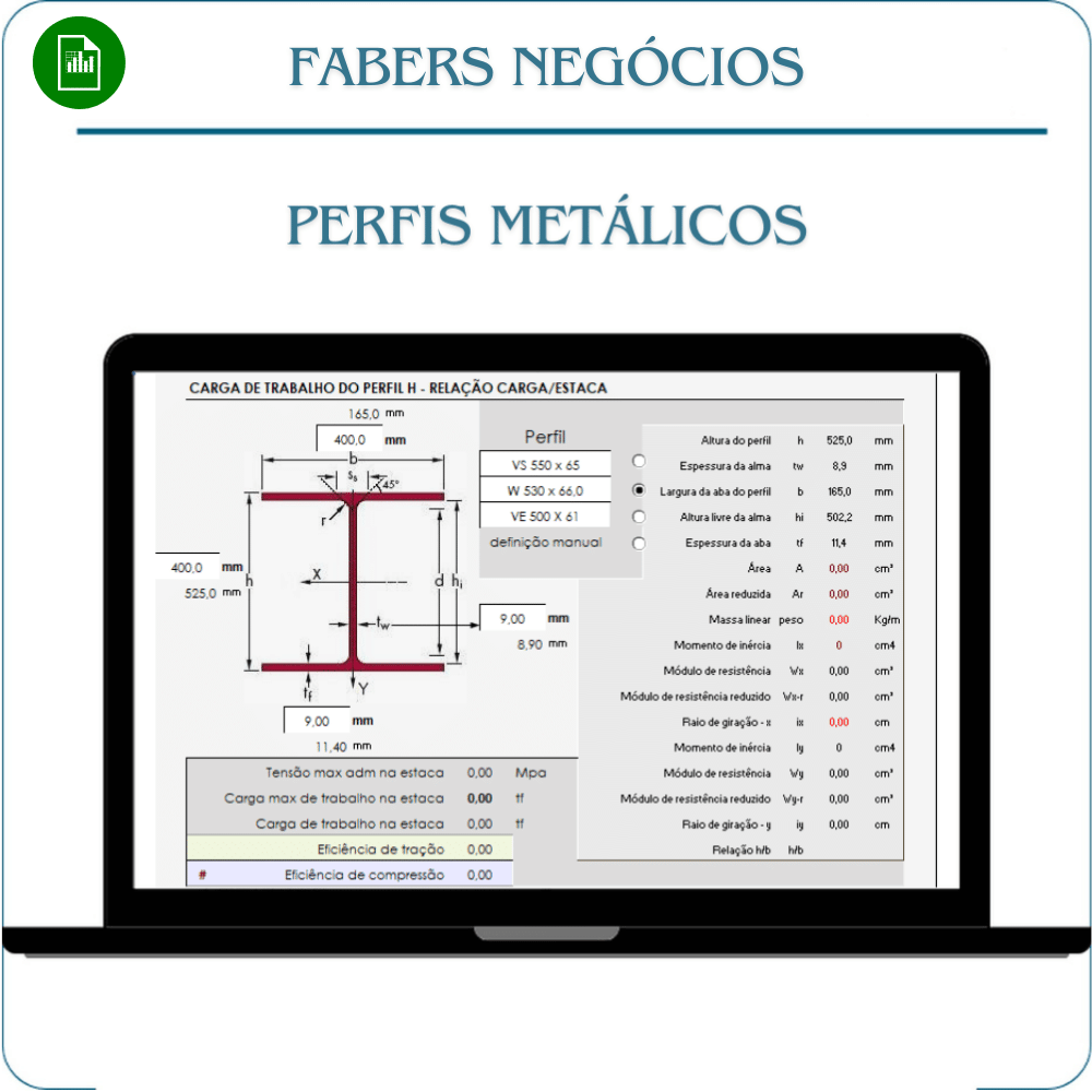 Kit de Planilhas Estruturas metálicas em Excel