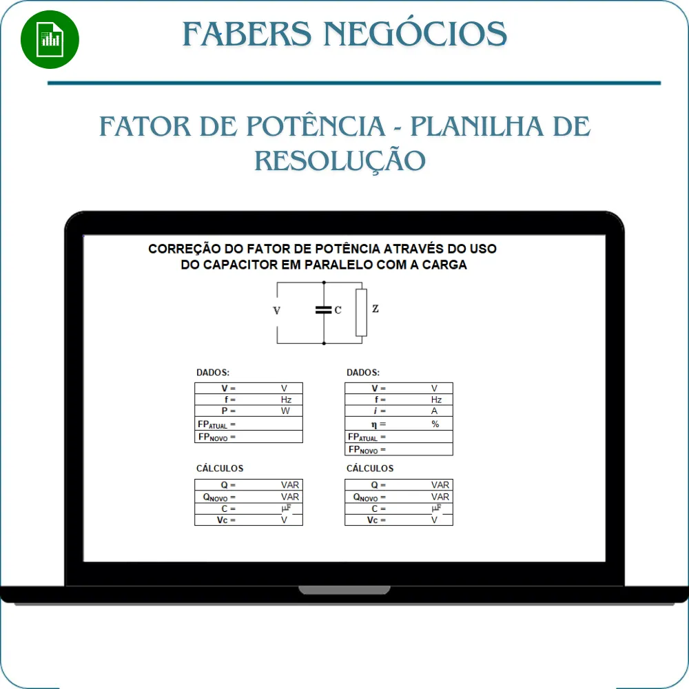 Planilha Fator de Potência de resolução em Excel