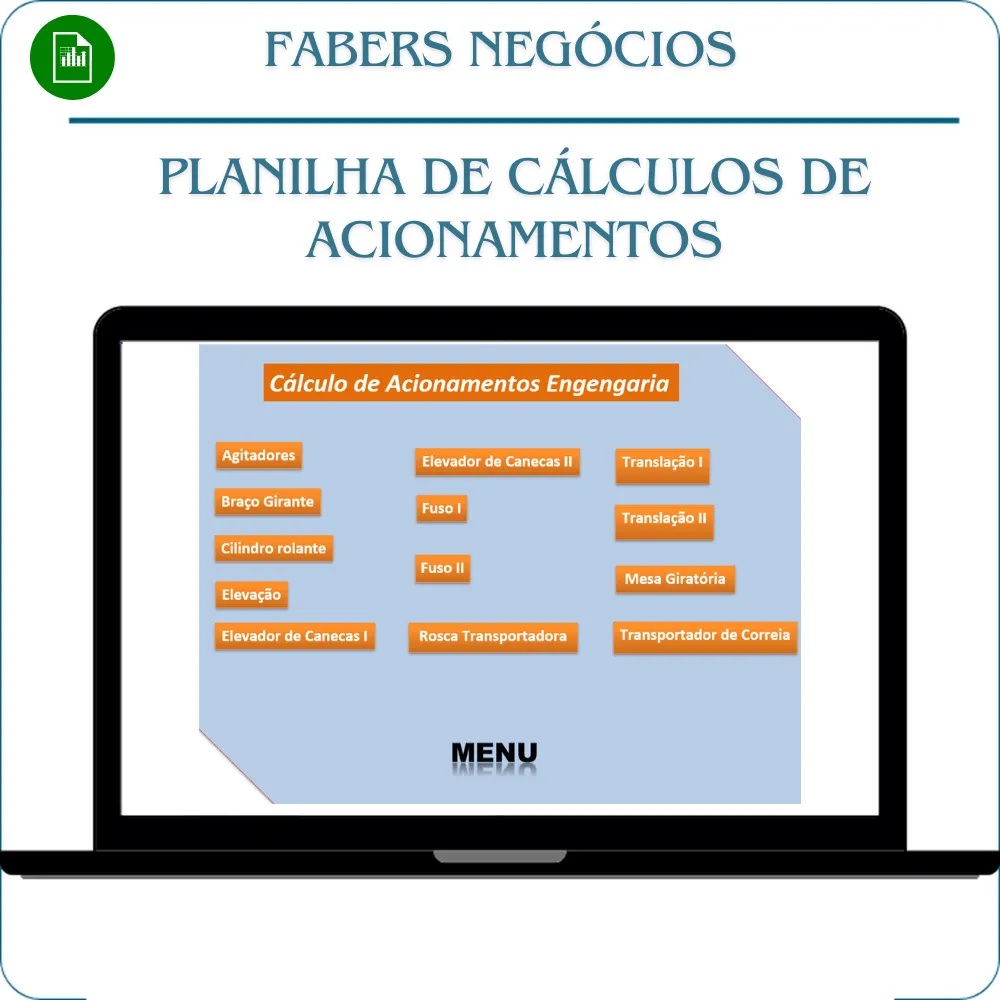 Planilha de Cálculo Acionamentos em Excel