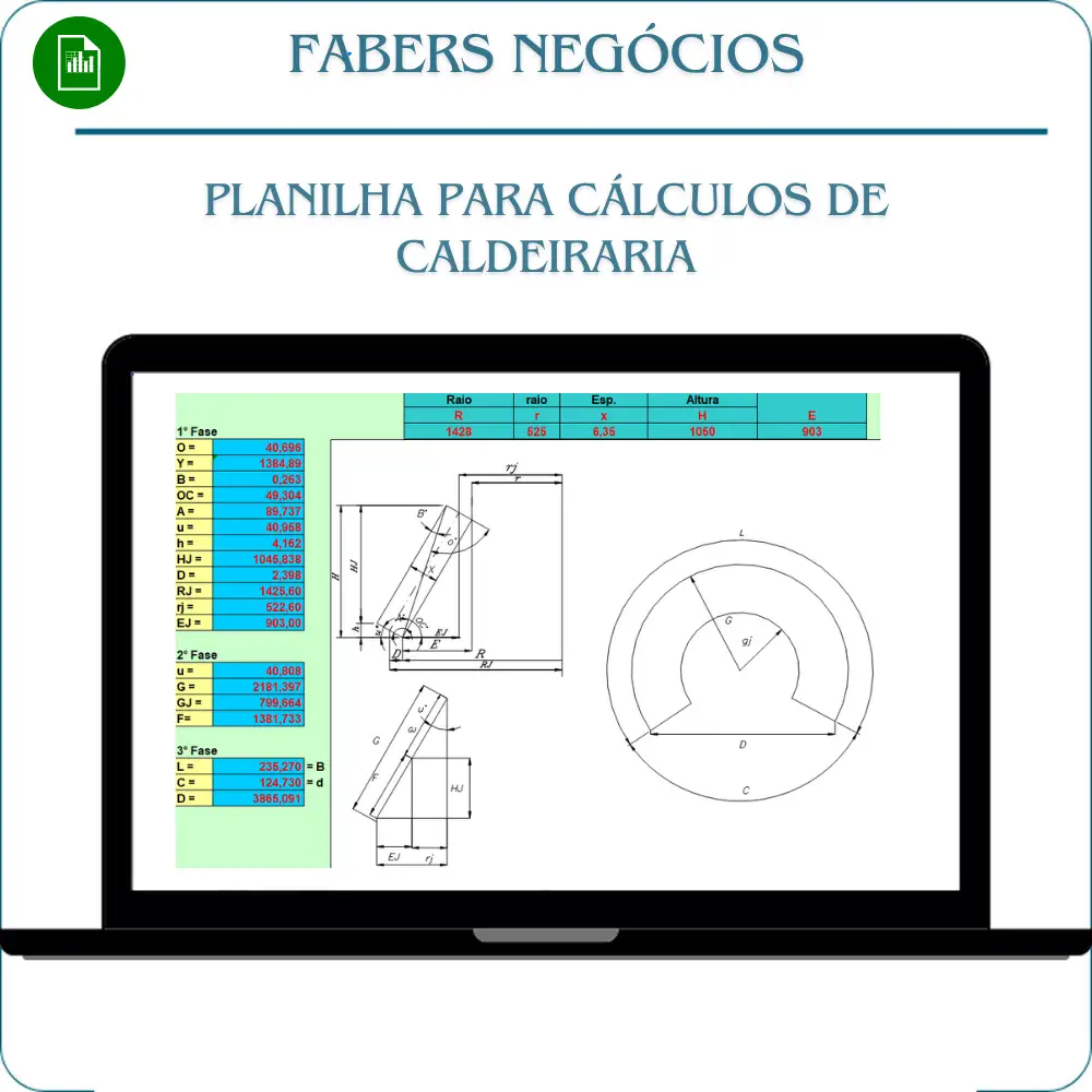 Planilha para Cálculos de caldeiraria em Excel