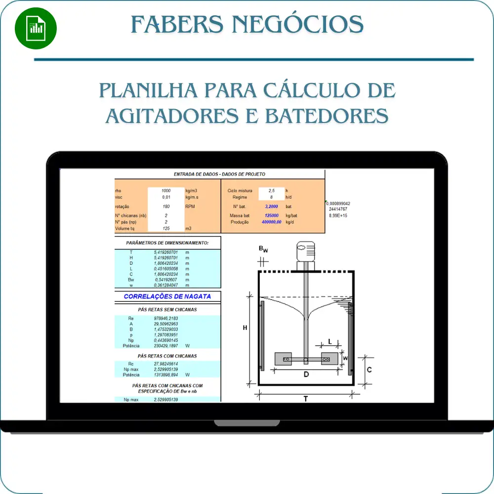 Planilhas para Cálculo de Agitadores e Batedores em Excel