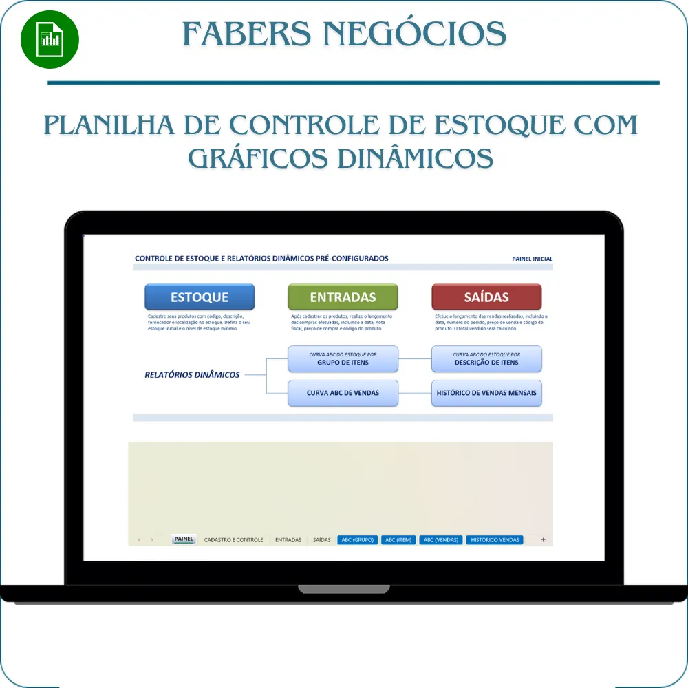 Planilha de Controle de Estoque com Gráficos Dinâmicos em Excel